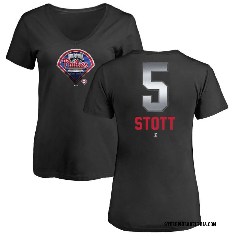 J.T. Realmuto Philadelphia Phillies Women's Black Midnight Mascot V-Neck T- Shirt 
