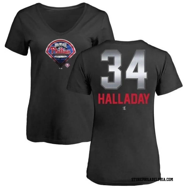 Rhys Hoskins Philadelphia Phillies Women's Navy Name and Number Banner Wave  V-Neck T-Shirt 